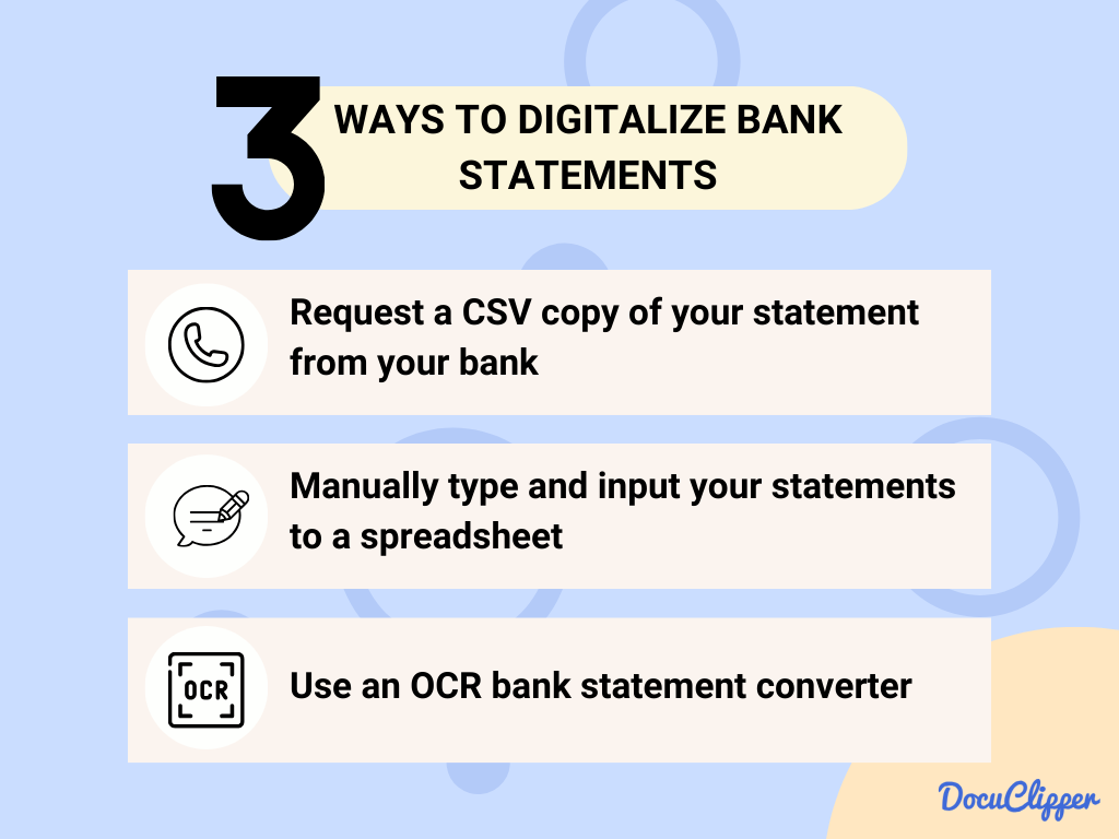 3 ways to digitalize bank statements