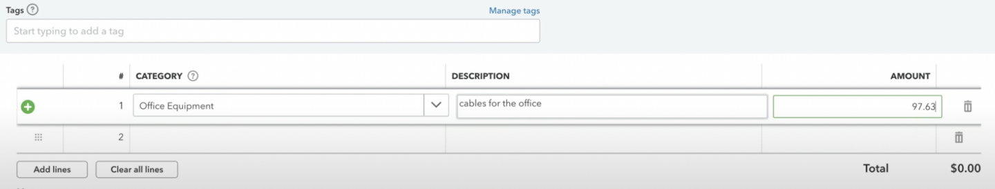 Add amount of the receipt of the transaction