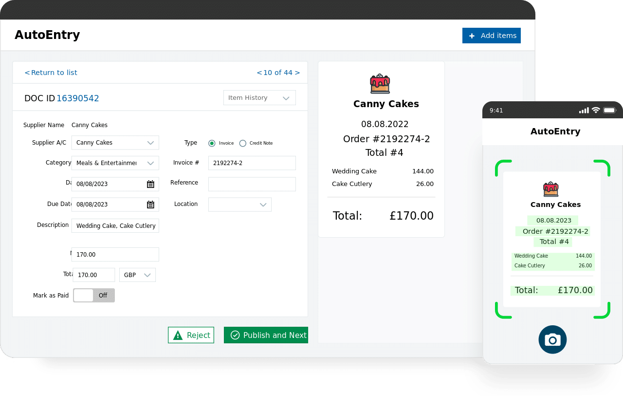 Autoentry interface best receipt scanner app