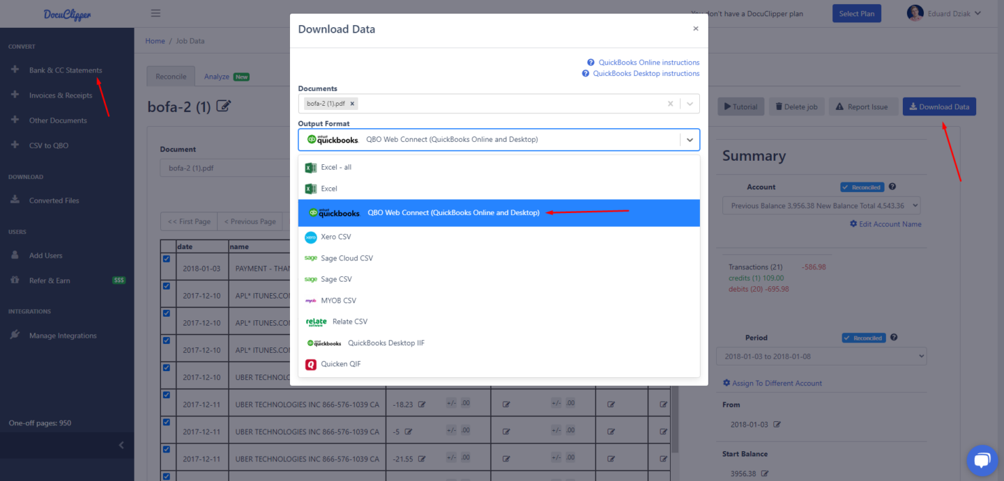 Import Bank Statement Transactions into QuickBooks Desktop (Web Connect) 1 bank statement transactions into quickbooks online qbo web connect docuclipper