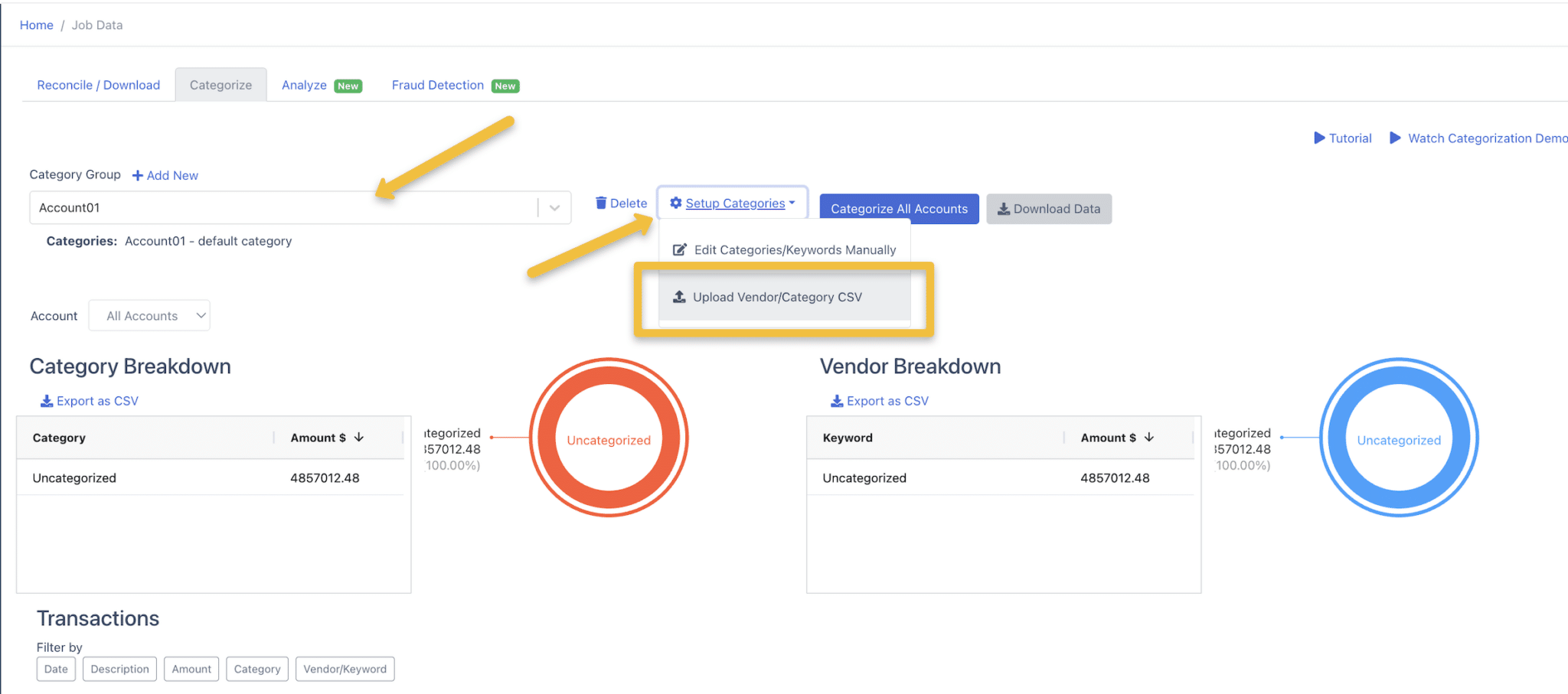 Categorize Add Vendor