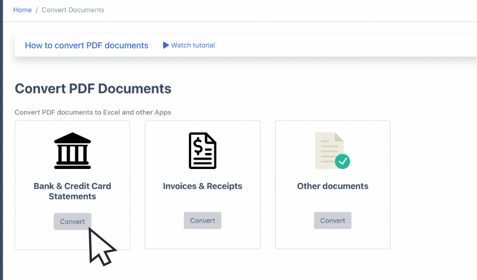 Click Convert brokerage statements