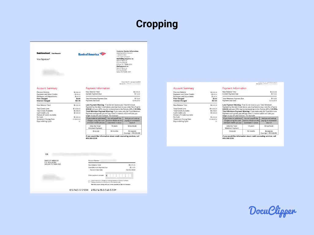 Cropping preprocessing