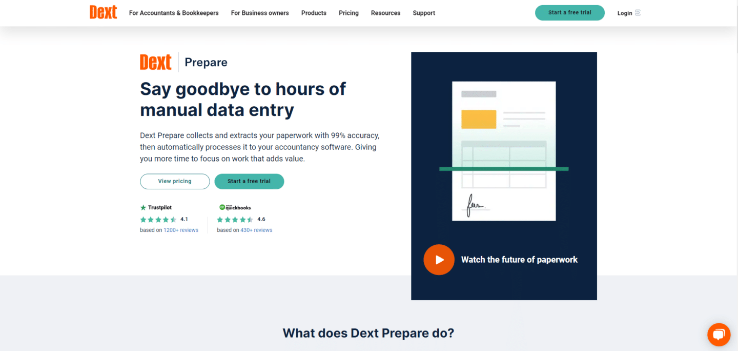 Dext Prepare best data entry accounting software