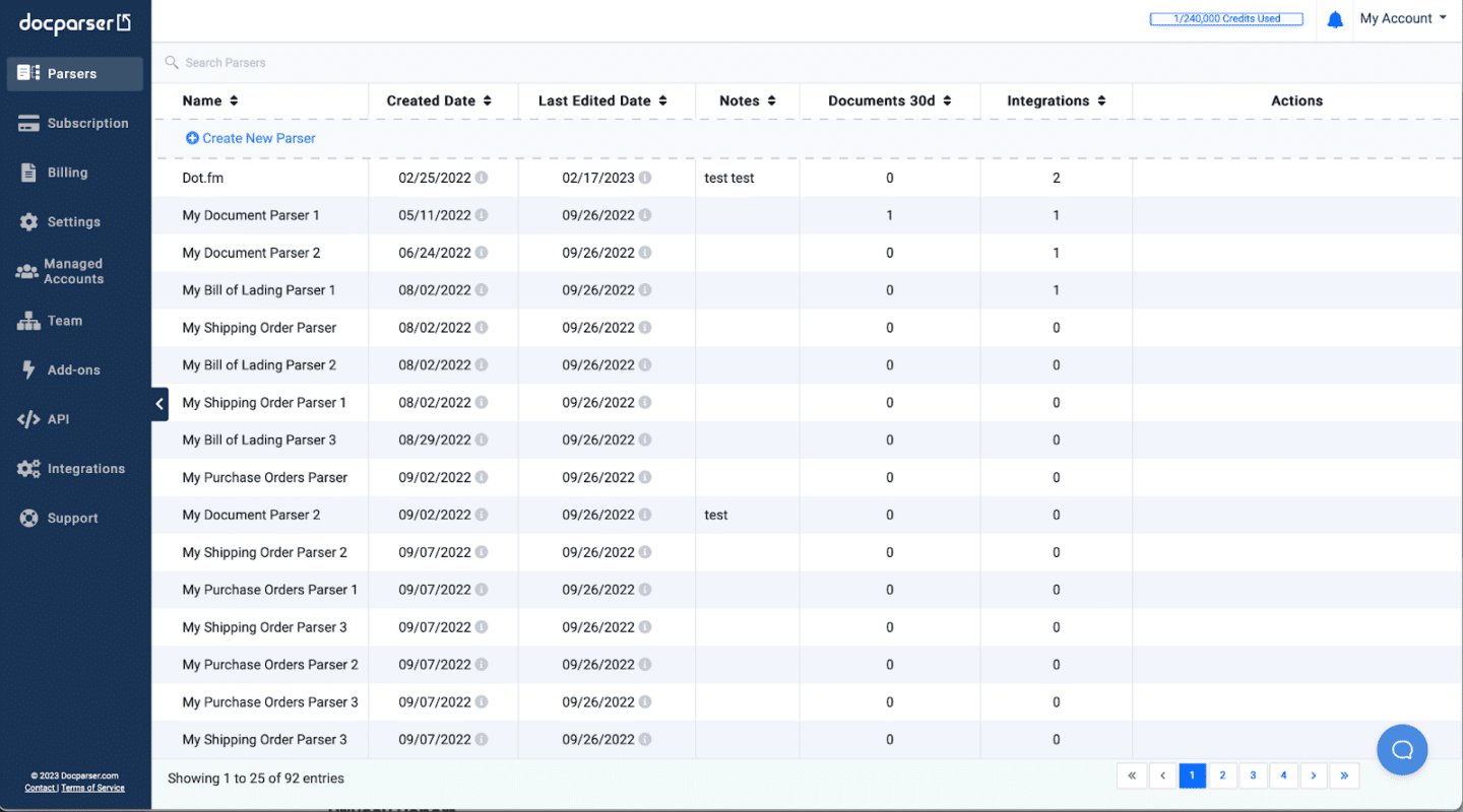 DocParser Interface