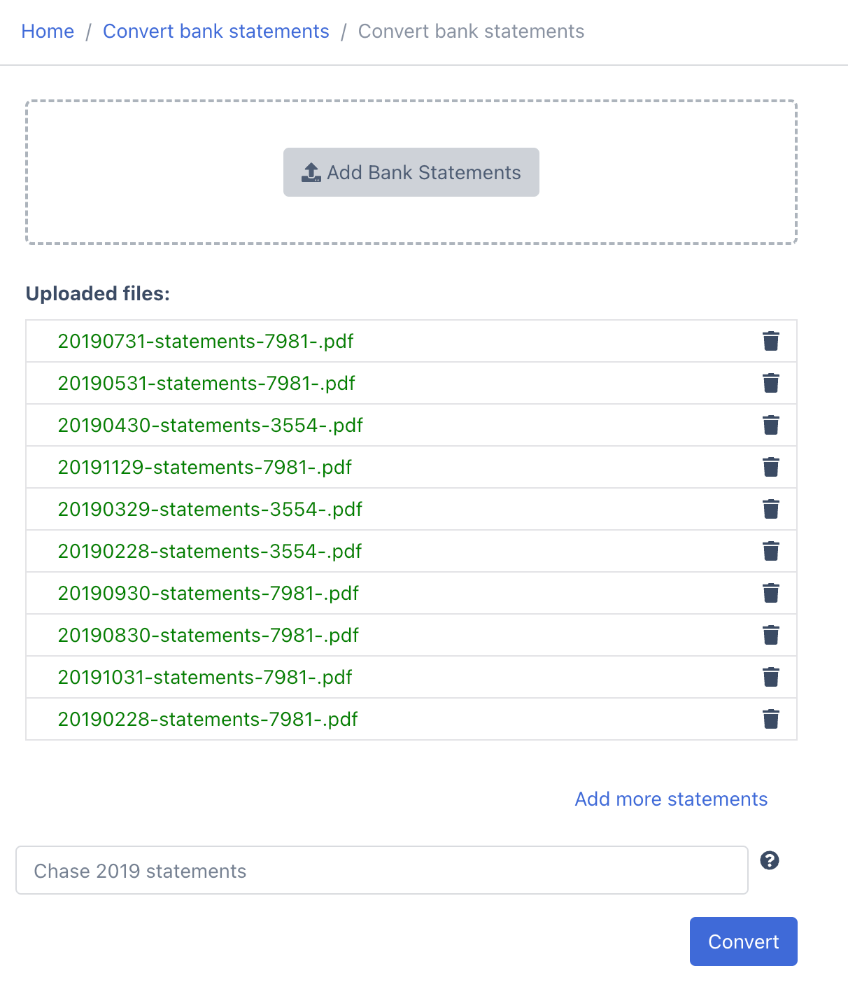 DocuClipper Bank Statement Converter automatically recognize bank extracts