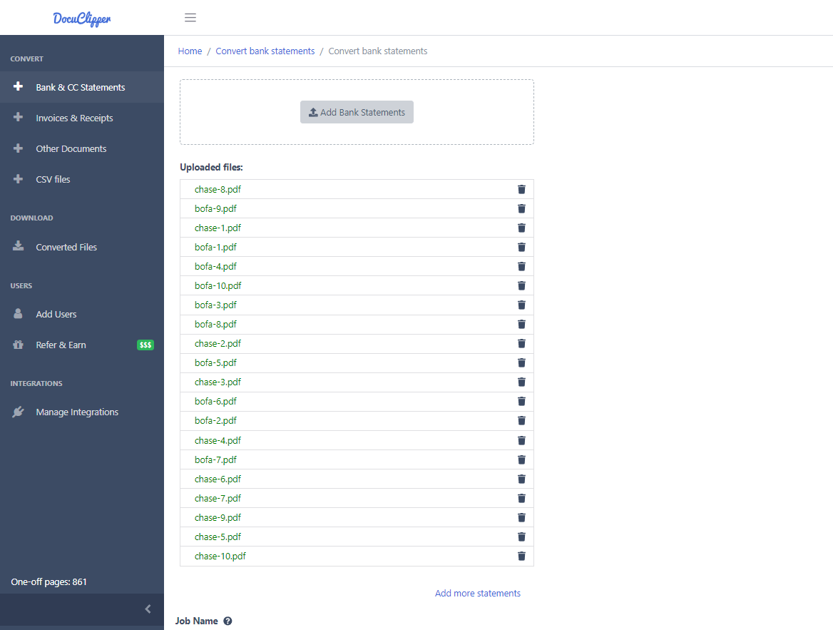 DocuClipper Fast Processing Bank Statements