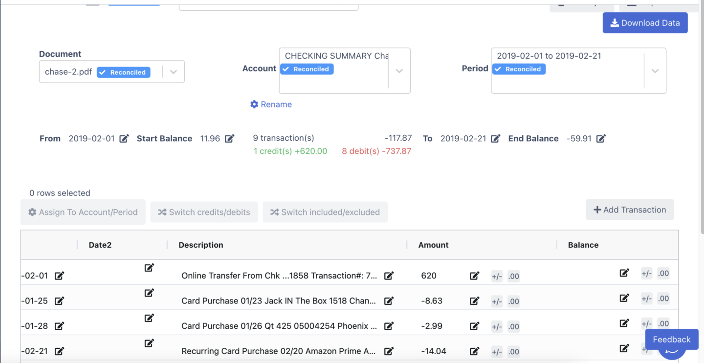 DocuClipper Interface with transactions