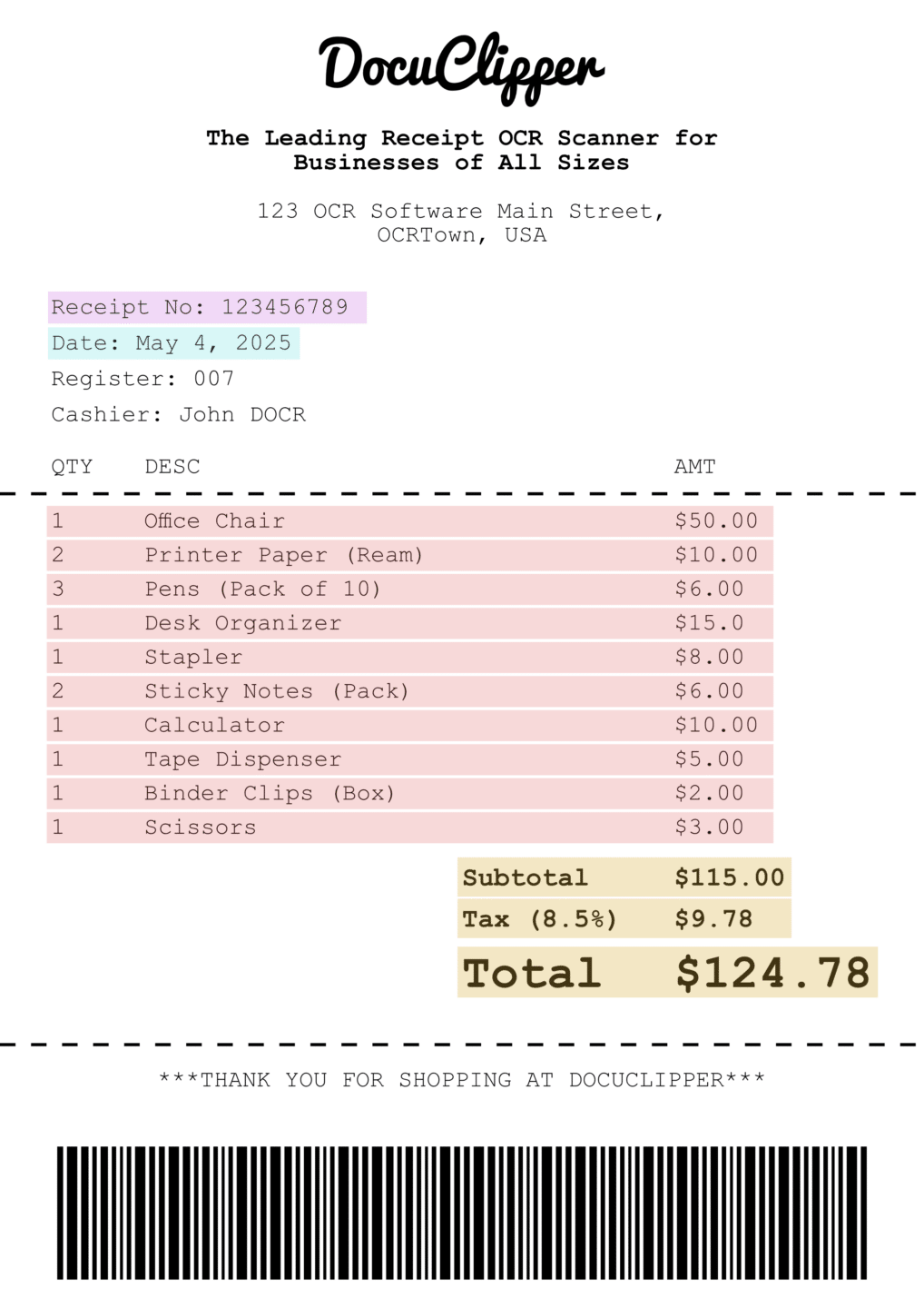 DocuClipper Receipt OCR Scanner App