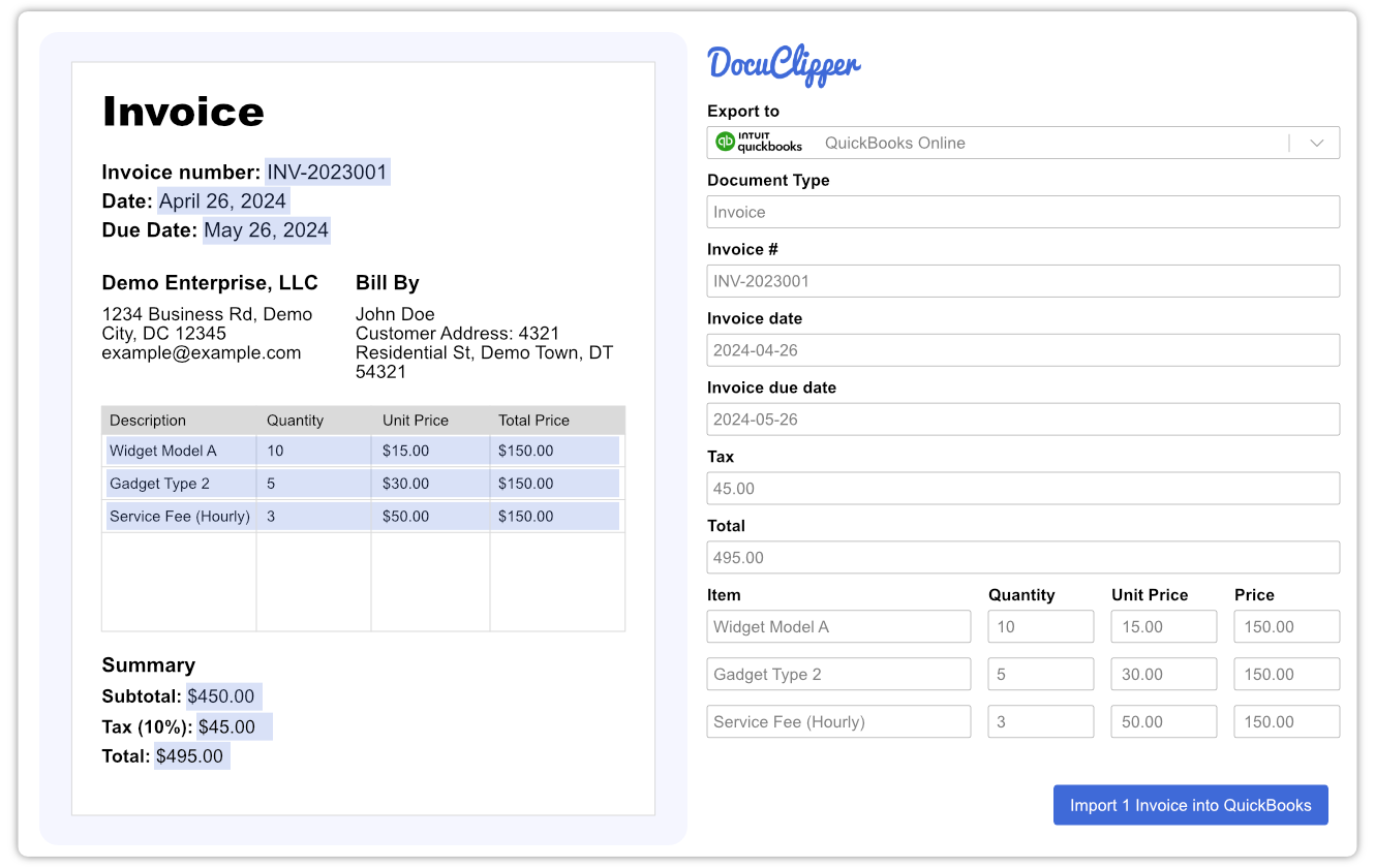 DocuClipper Scan Invoices Into QuickBooks