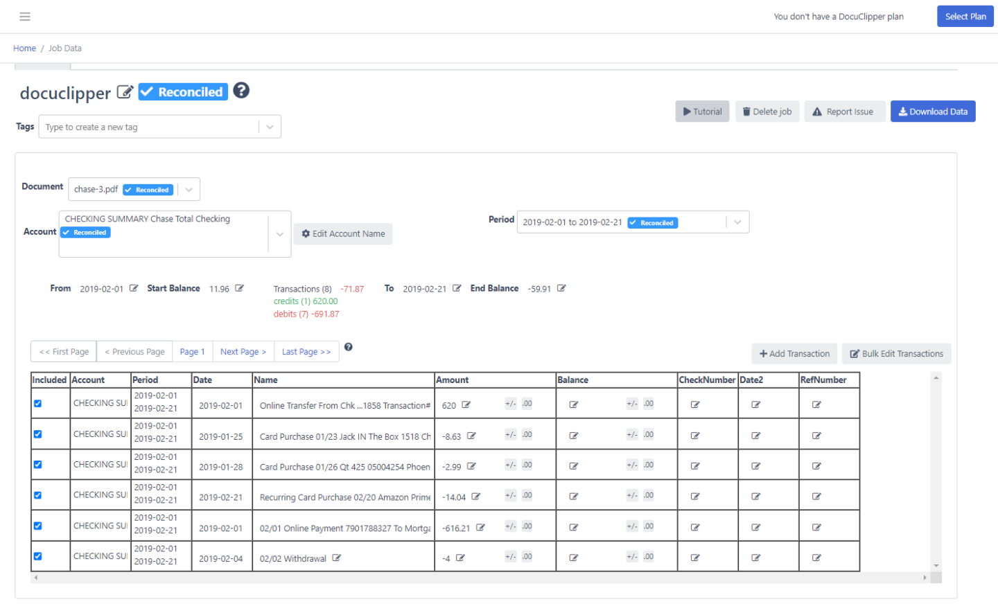 DocuClipper the most accurate bank statement converter