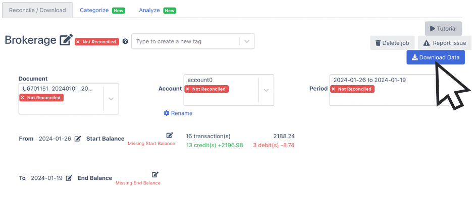 Download data of brokerage statements