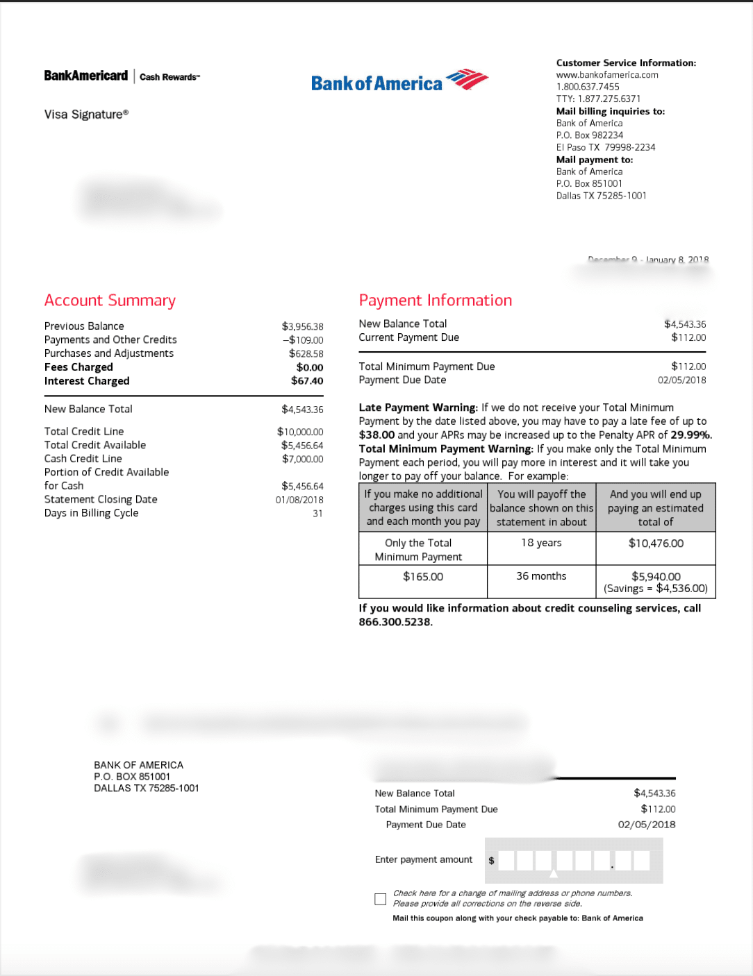 Example of bank statement