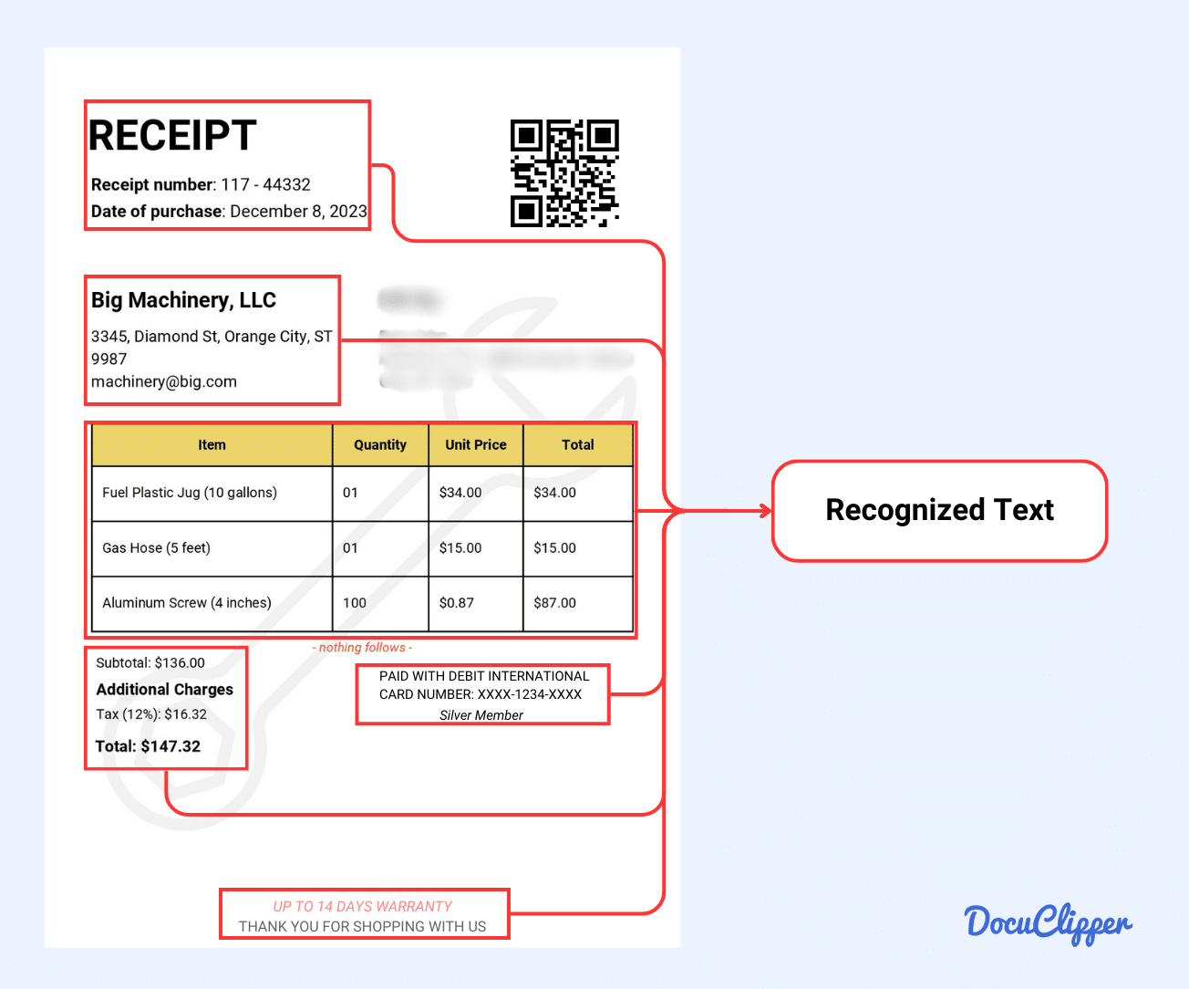OCR invoice processing text recognition and extraction