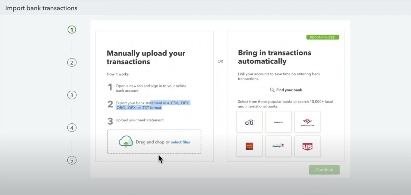 Manually upload transactions