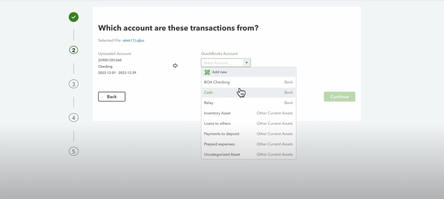 Mapping accounts of the transactions