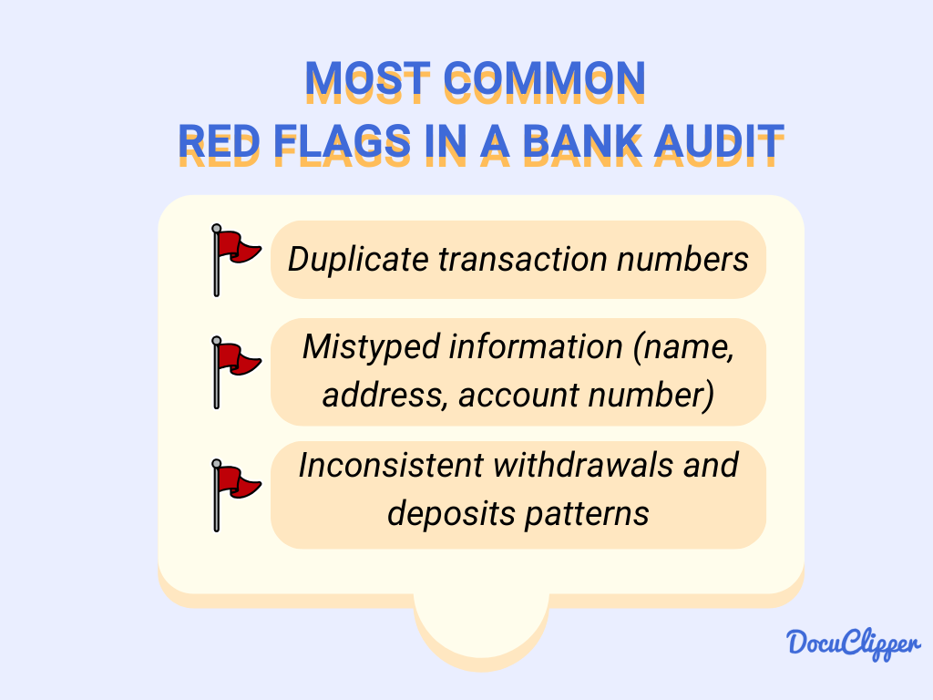 Most common red flags in a bank statement audit