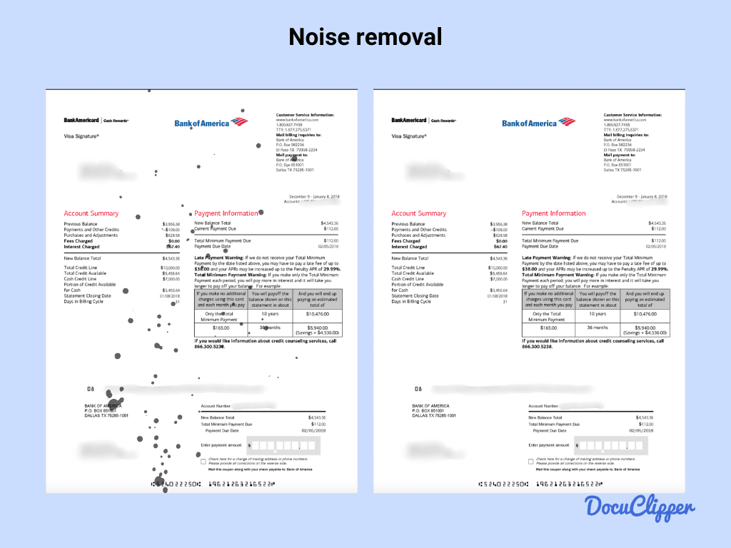 Noise removal preprocessing