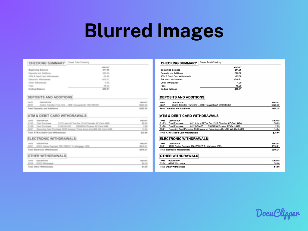 OCR Limitations blurred images