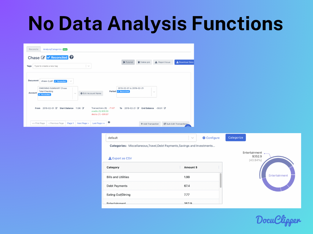 OCR Limitations no data analysis function