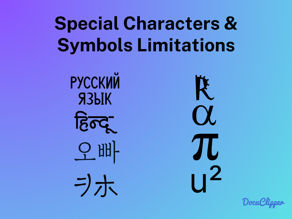 OCR Limitations special characters and language