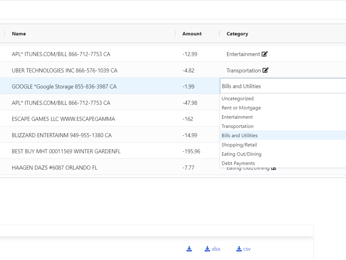 Override Individual Transaction Categories in DocuClipper