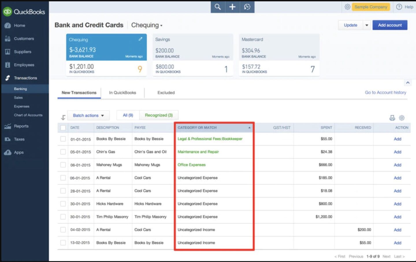 QuickBook Expense Tracking