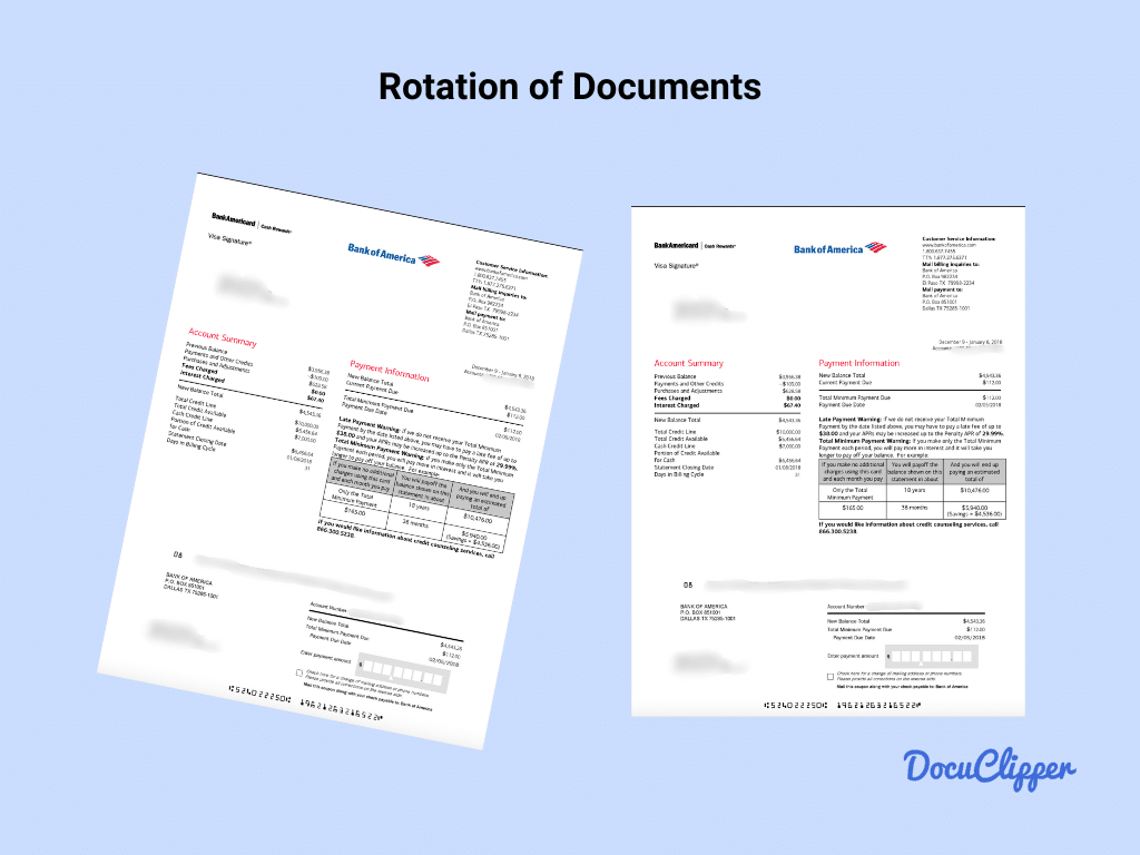 Rotation of documents