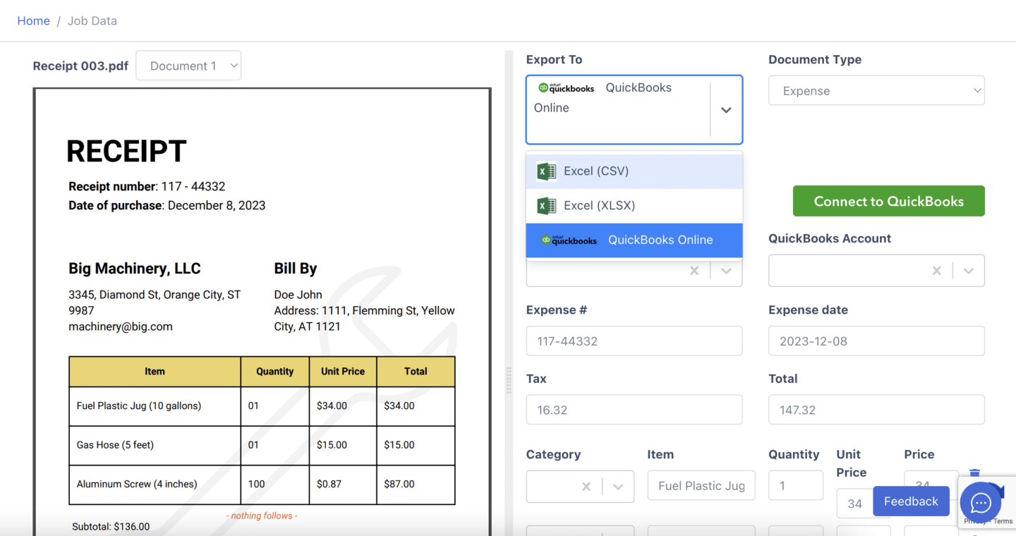 Scan Receipts Into ERP or Accounting Software