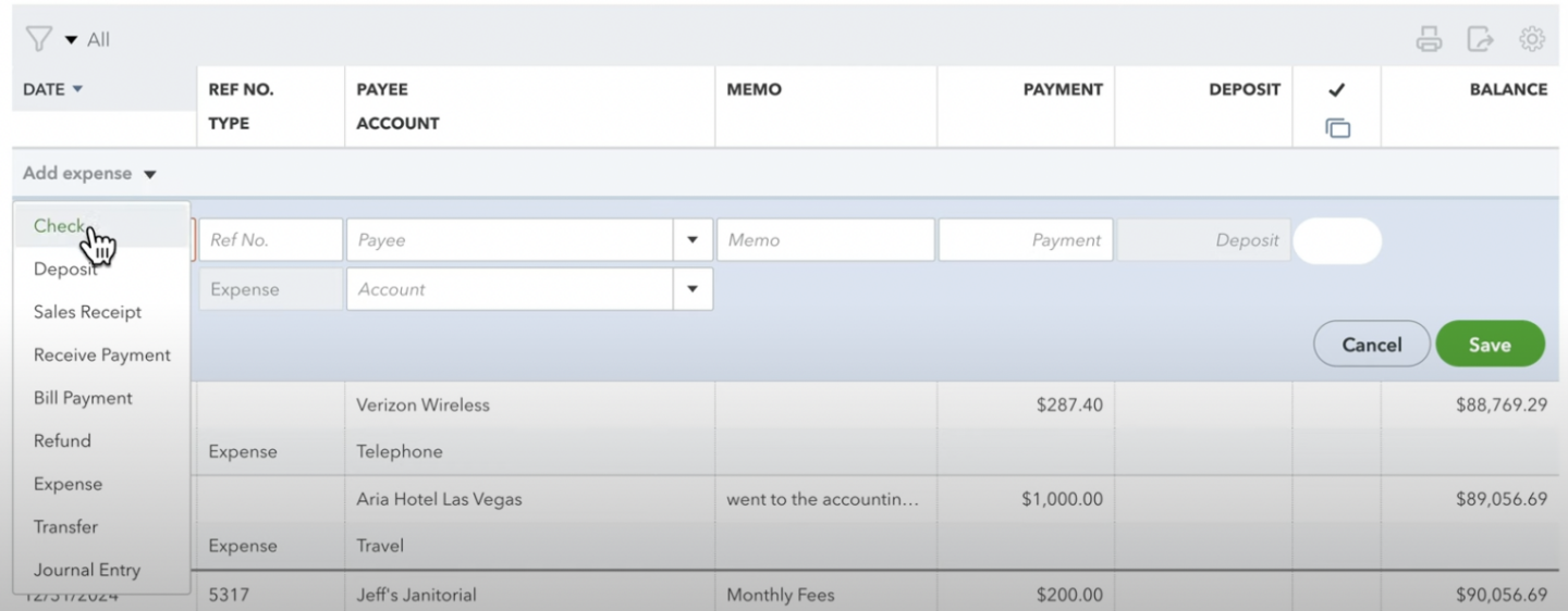 Specific Details for Checks