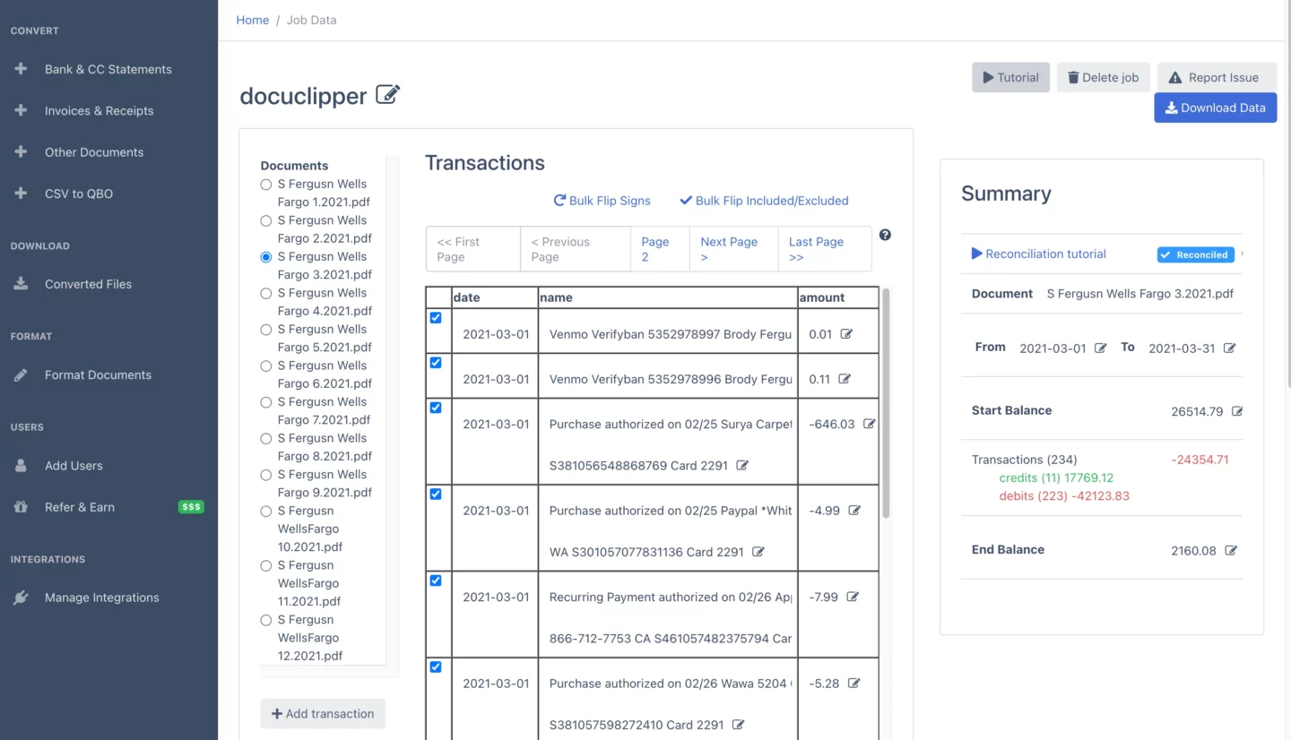 Step 2 bank statement receipt invoices data extracted automatically ocr technology