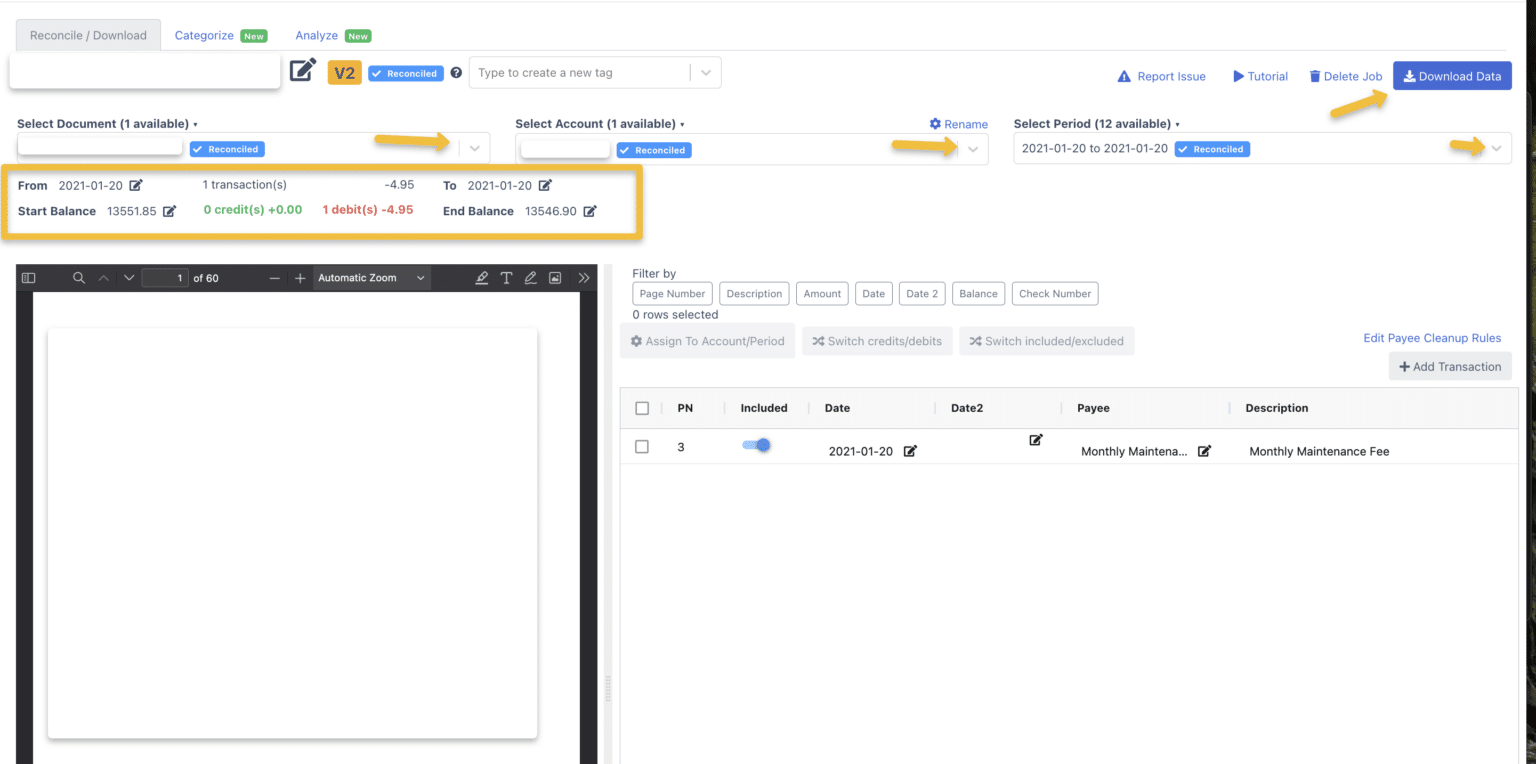 Extract Data From Bank Statements - DocuClipper