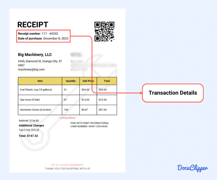 Receipt Data Extraction: Extract Receipt Data - DocuClipper