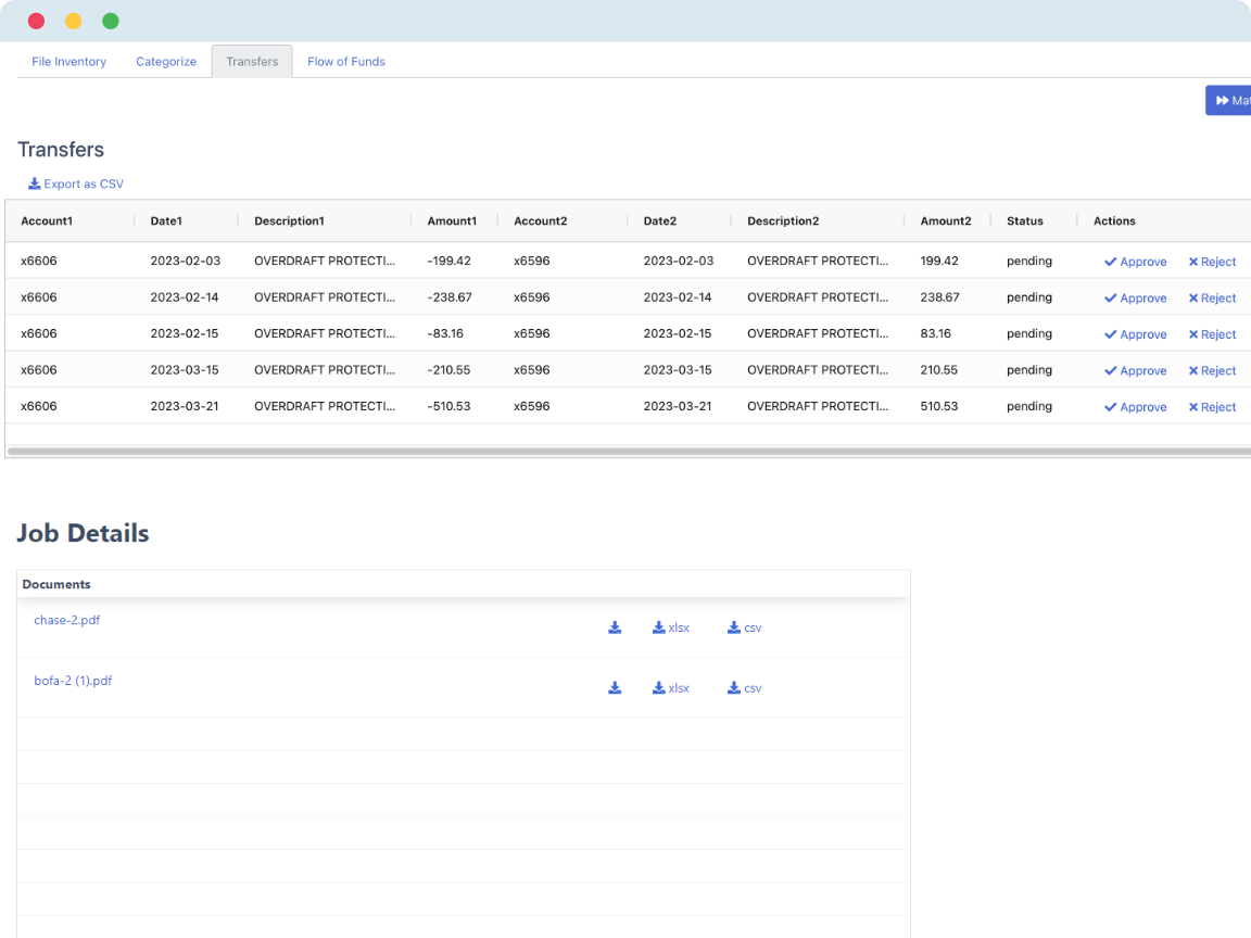 Transfer Detection DocuClipper