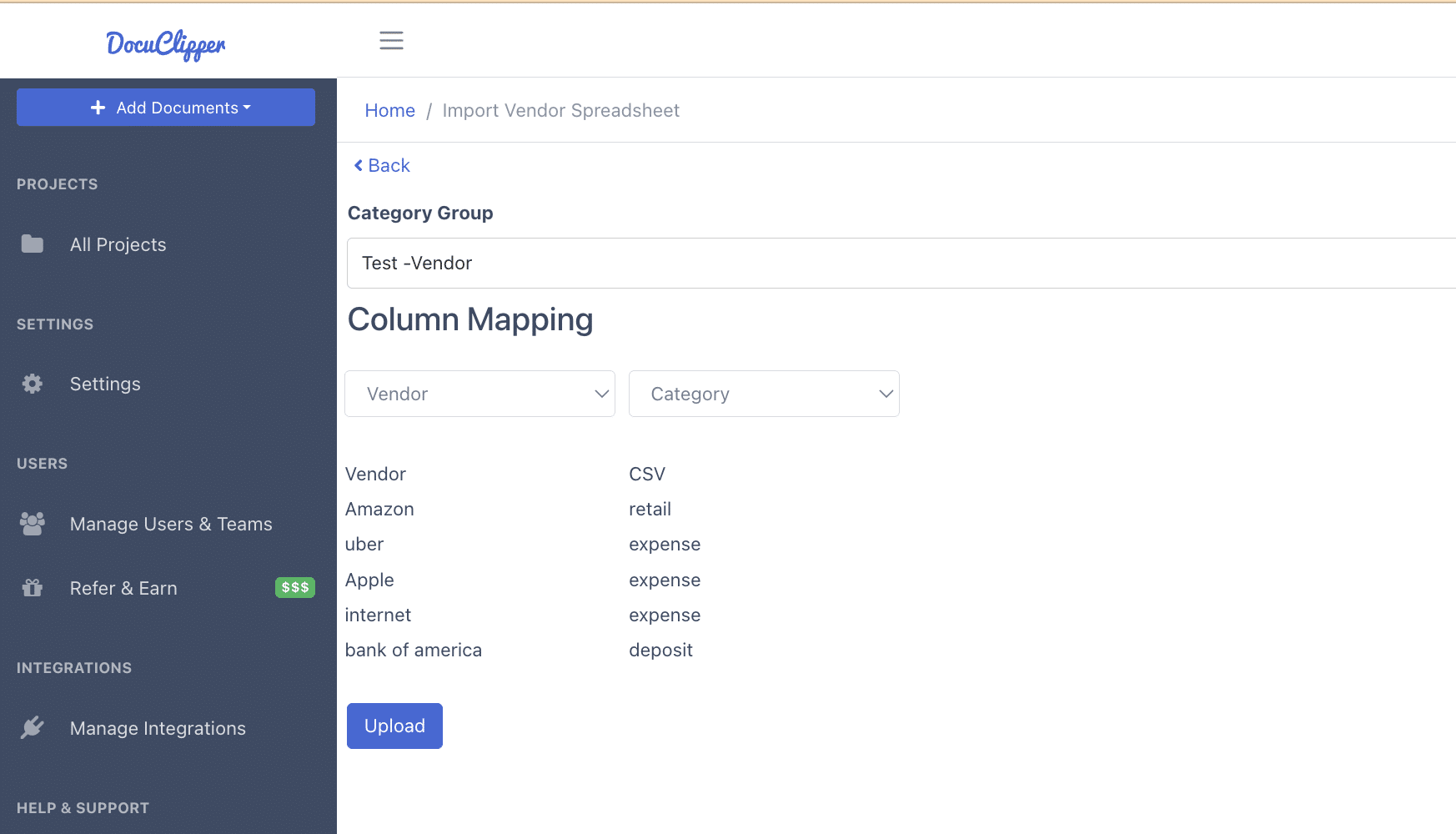 Vendor Mapping