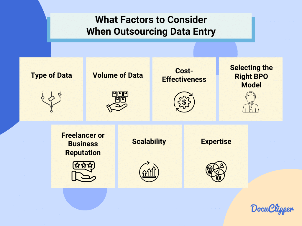 What factors to consider when outsourcing data entry