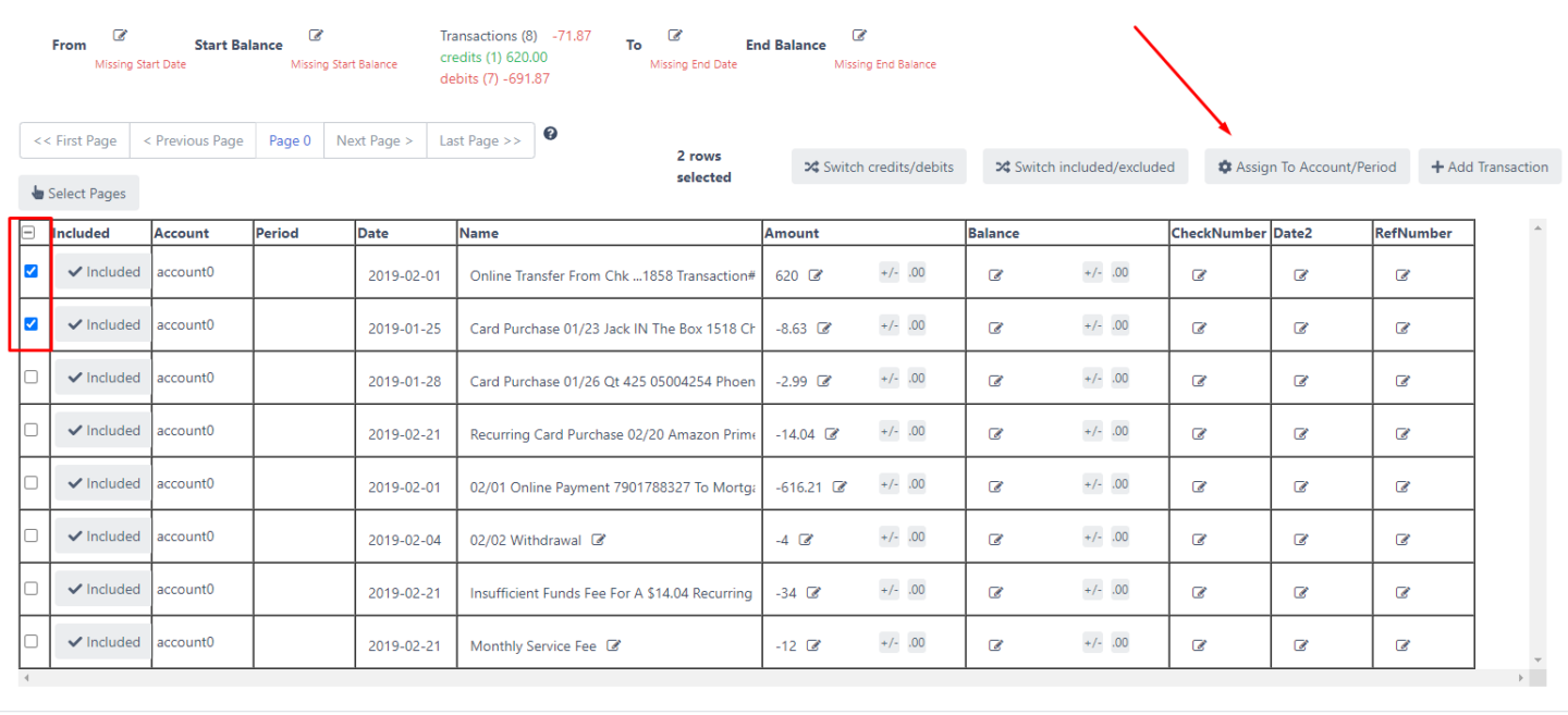 assign to accounts or period docuclipper