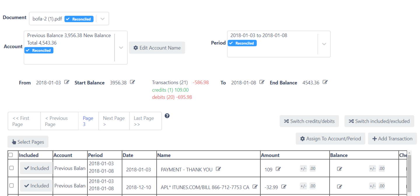 bank statement reconciliation for import bank transactions into qb desktop