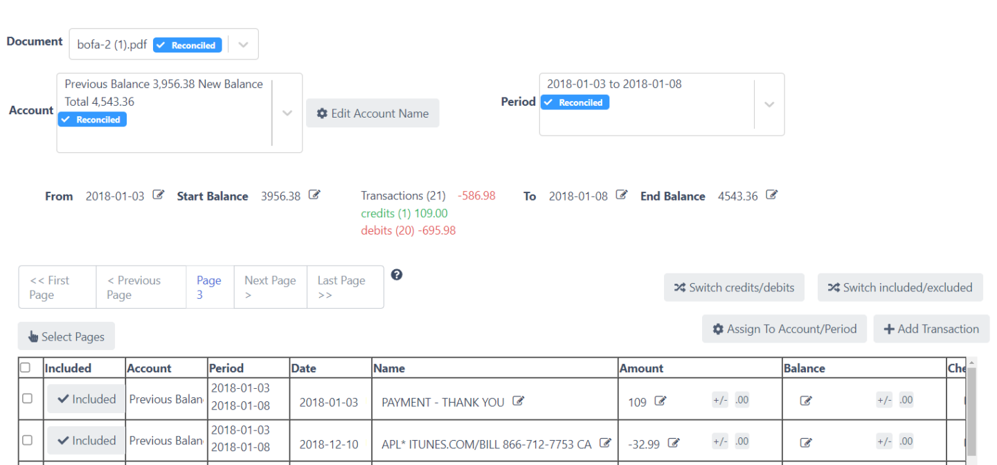 bank statement reconciliation for import bank transactions into qb online