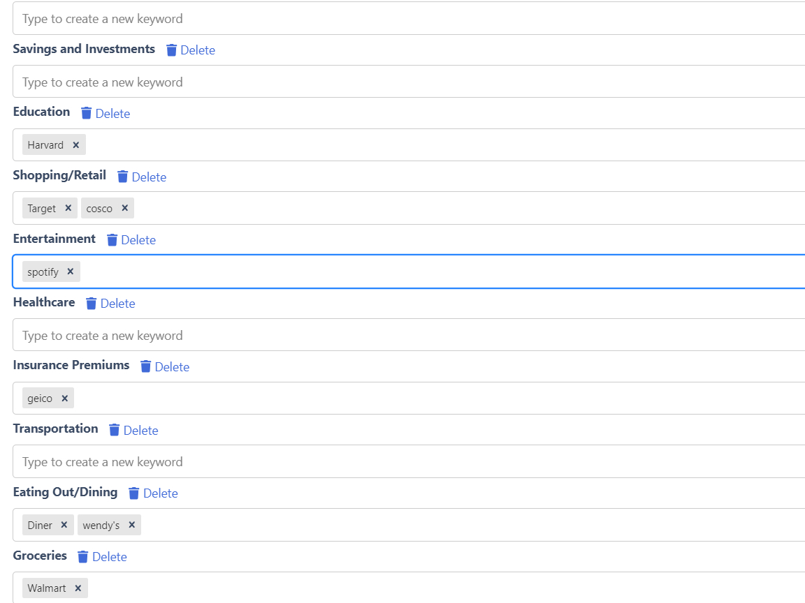 bulk override transaction categorization in DocuClipper