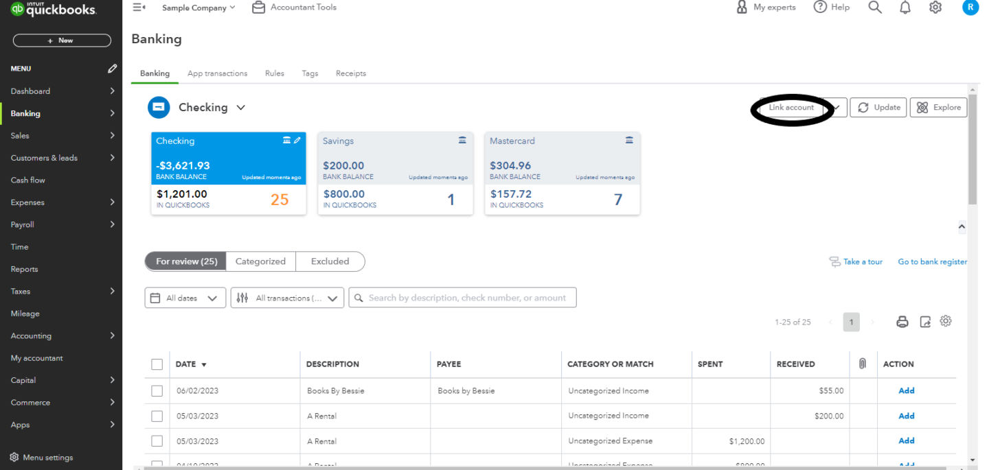 checking bank feeds in bank statement processing