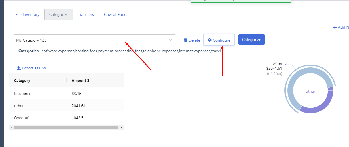 configure transaction categorization docuclipper