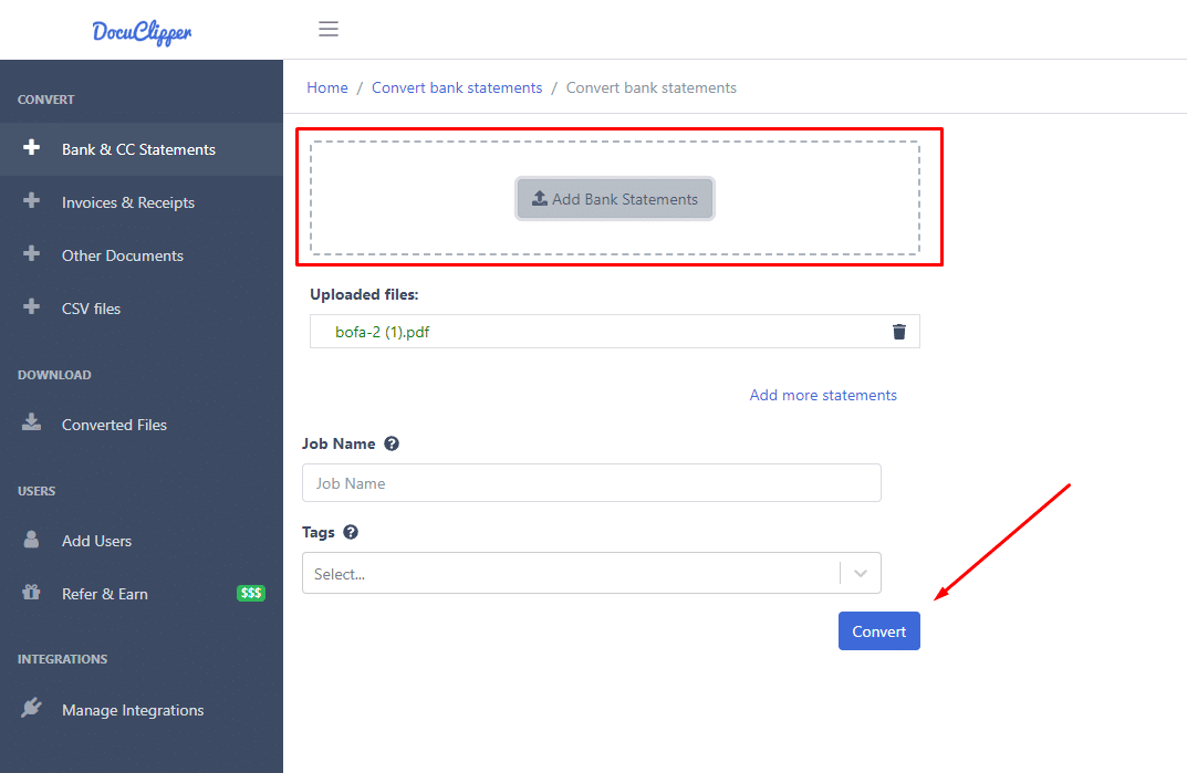 convert bank and credit card statements to excel or csv docuclipper 2