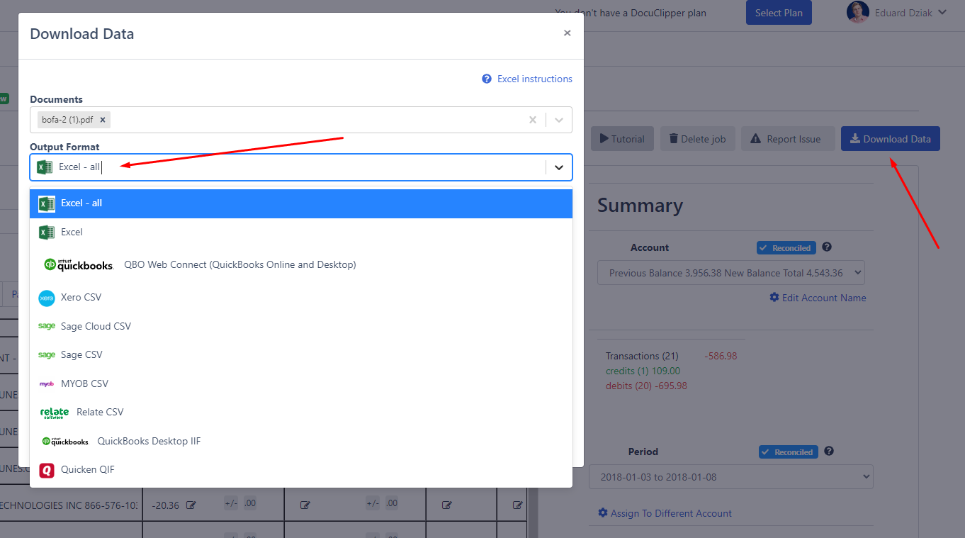 convert bank and credit card statements to excel or csv docuclipper 5