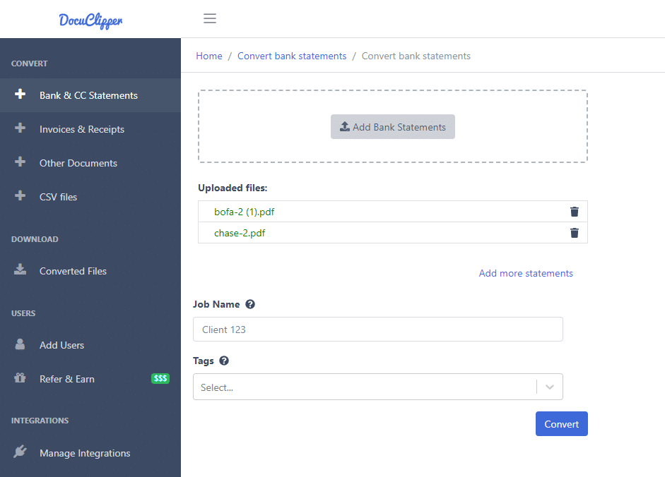 converting bank statements to get bank transactions