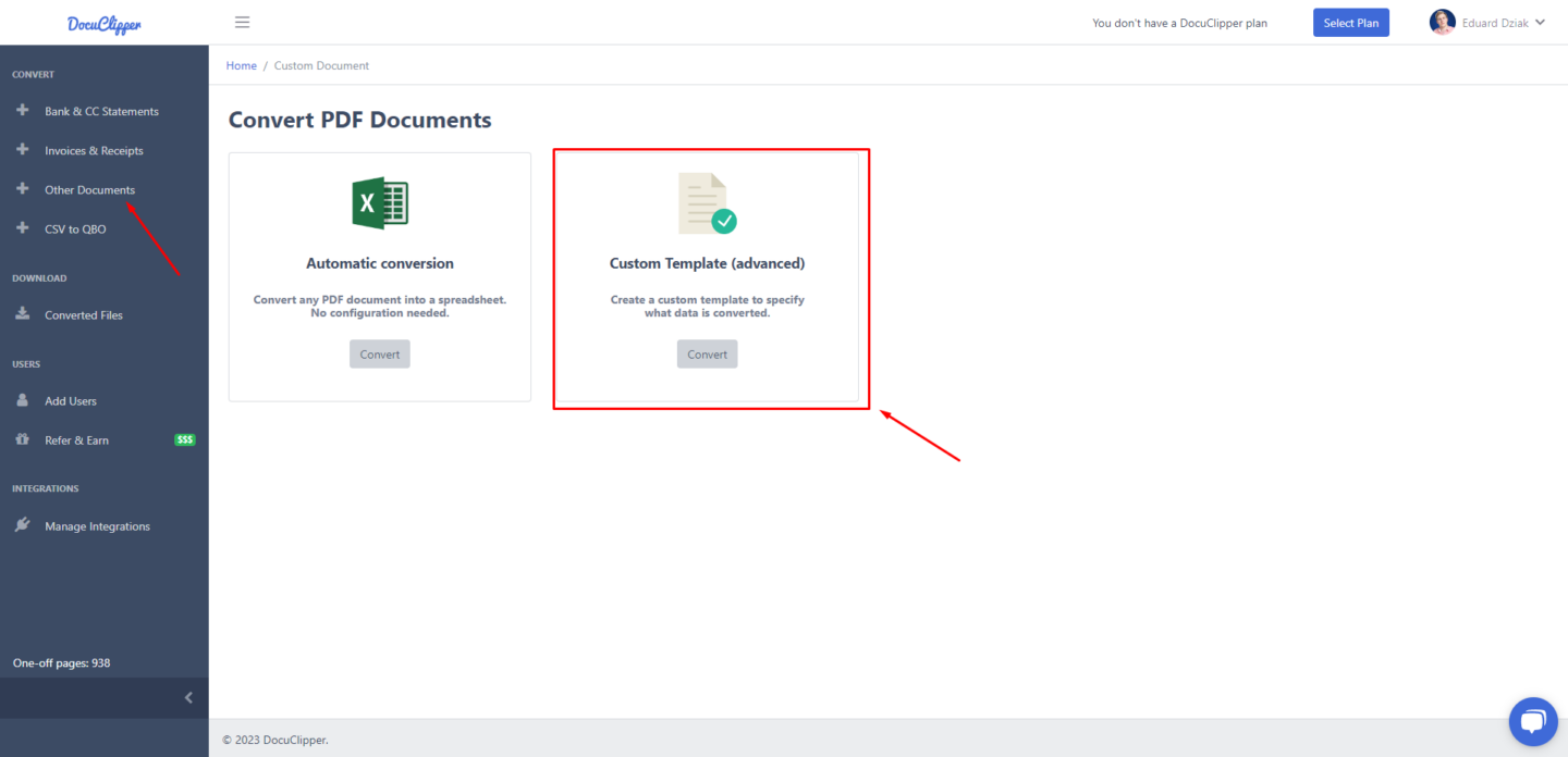 custom template for unsupported bank statements