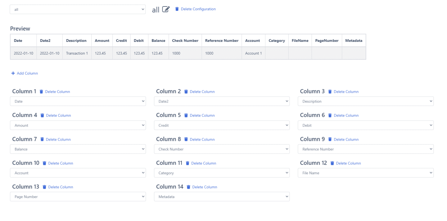 customize field for bank transactions