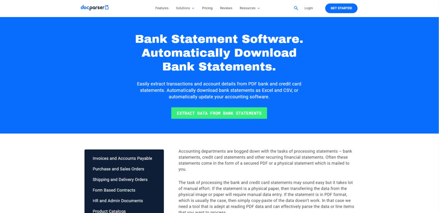 docparser bank extraction software