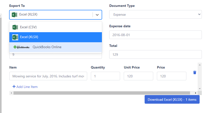 docuclipper invoice scanning software export data to