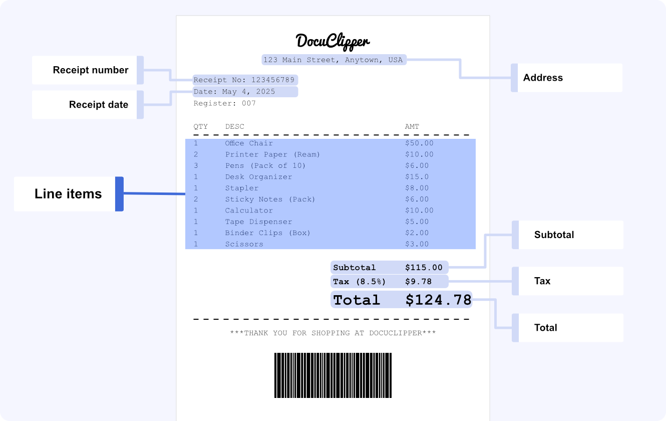 docuclipper receipt ocr accurate receipt data extraction